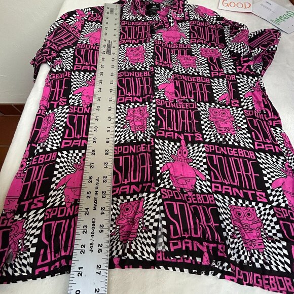 H&M SpongeBob SquarePants Black & Pink Graphic Relaxed Fit Mens Shirt Small - Picture 7 of 7